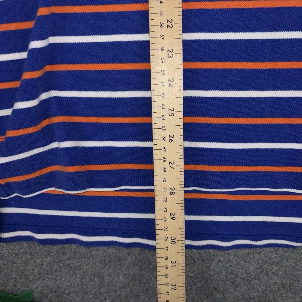 Polo Ralph Lauren Polo Shirt Mens 2XL Y2K Blue Orange Striped Preppy Casual EUC